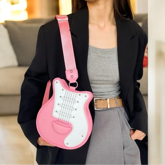 Pink Electric Guitar Crossbody Bag - Picture 5 of 10